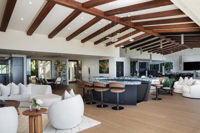 Living room at Newport beach home remodel