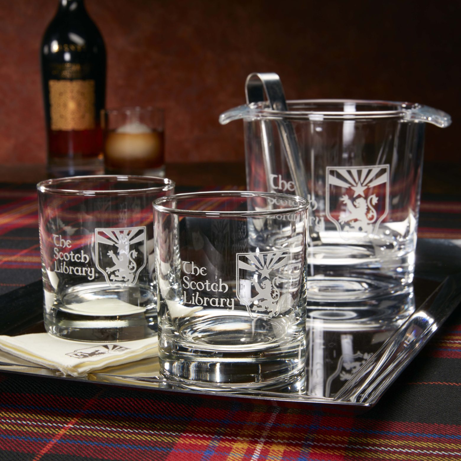 A gift set of glasses from the Scotch Library.